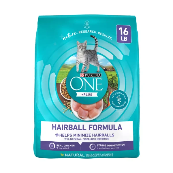 Purina ONE® +Plus Hairball Formula Adult Cat Dry Food - Chicken, High Fiber, With Vitamins - Image 2