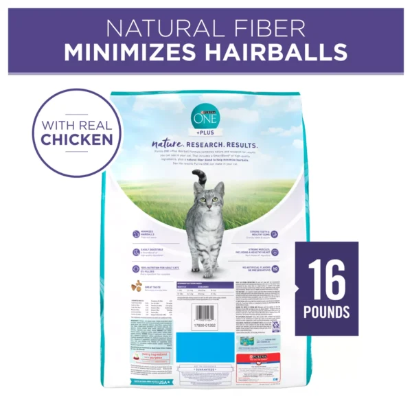 Purina ONE® +Plus Hairball Formula Adult Cat Dry Food - Chicken, High Fiber, With Vitamins - Image 3