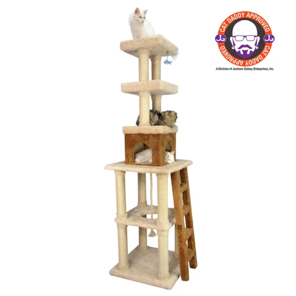 Armarkat 84-in Rope Swing, Ladder & Condo, Real Wood Cat Tree, Beige