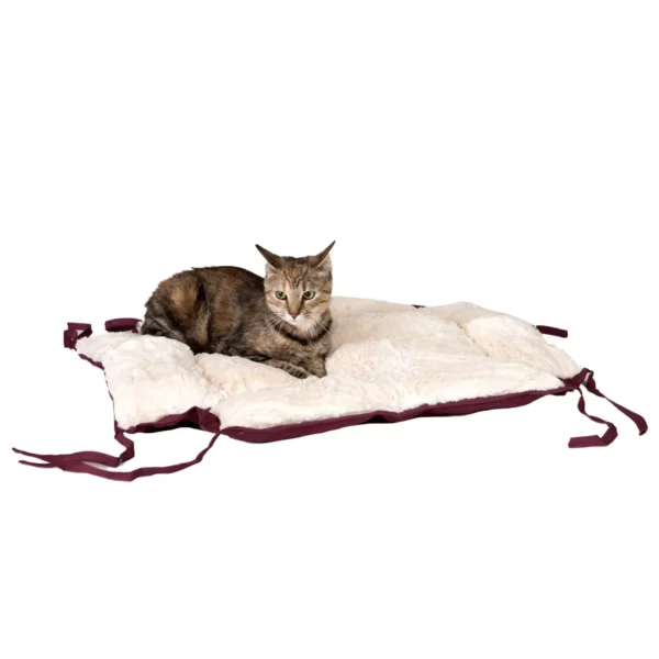 Amarkat Burgundy & Ivory Square or Flat Convertible Cat Bed - Image 2