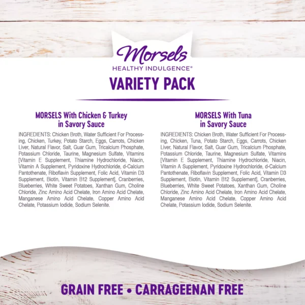 Wellness Morsels Wet Cat Food Variety Pack - Natural, Grain Free, Variety Pack, 8 CT, 24 OZ - Image 3