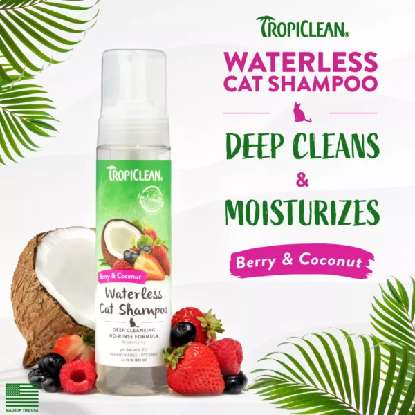 TropiClean® Deep Cleansing Waterless Cat Shampoo - Berry & Coconut - Image 4