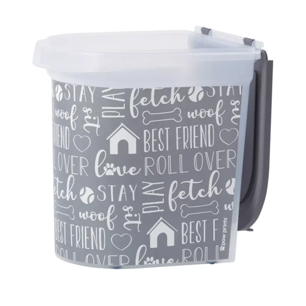 Paw Prints Printed Pet Food Storage Container with Wheels, 26-lb - Image 3