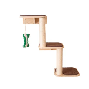 Armarkat Wall-Mounted Real Wood 3 Steps Cat Shelves & Perches Kitty Furniture, Natural