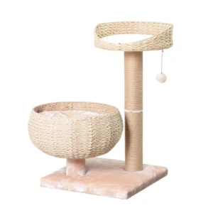 PetPals 30-in Paper Rope Hand Woven Condo & Perch Cat Tree, Beige