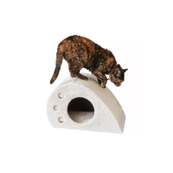 Two By Two The Magnolia 18-in Mini Plush Cat Condo, Cream - Image 2