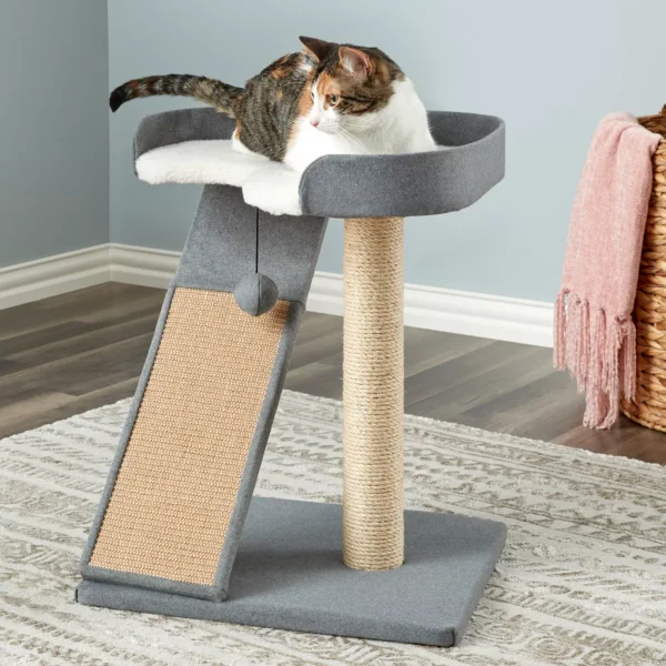 Two By Two The Bonzai Play 'N Perch 22.8-in Felt Cat Perch, Grey - Image 4