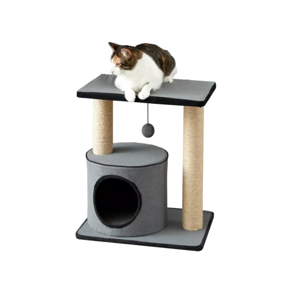 Two By Two The Cherry 20-in Felt Cat Condo, Grey