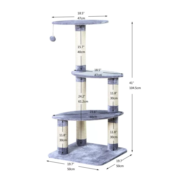 Two By Two The Cypress 41-in Plush Cat Tree, Grey - Image 3