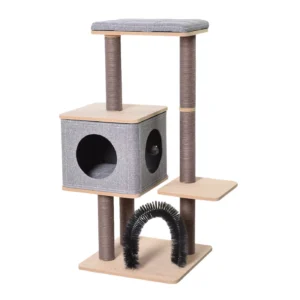 PetPals 42-in Elevate 3-Level Jute Activity Cat Tree, Beige