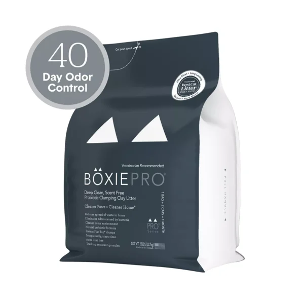 BoxiePro Clumping Clay Cat Litter - Unscented, Low Dust, Low Tracking