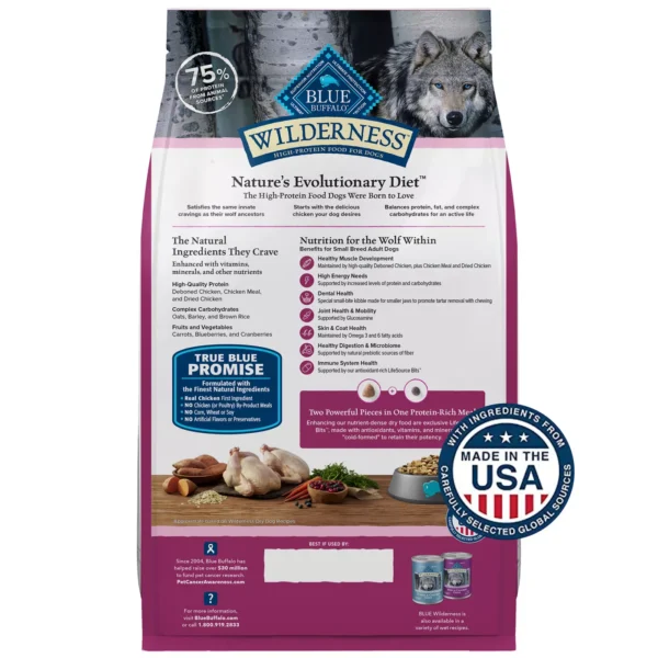 Blue Buffalo Wilderness Nature's Evolutionary Diet Small Breed Adult Dog Dry Food - Chicken - Image 2