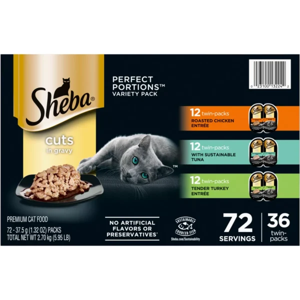 Sheba Perfect Portions Adult Cat Wet Food - Cuts in Gravy Variety Pack - Image 2