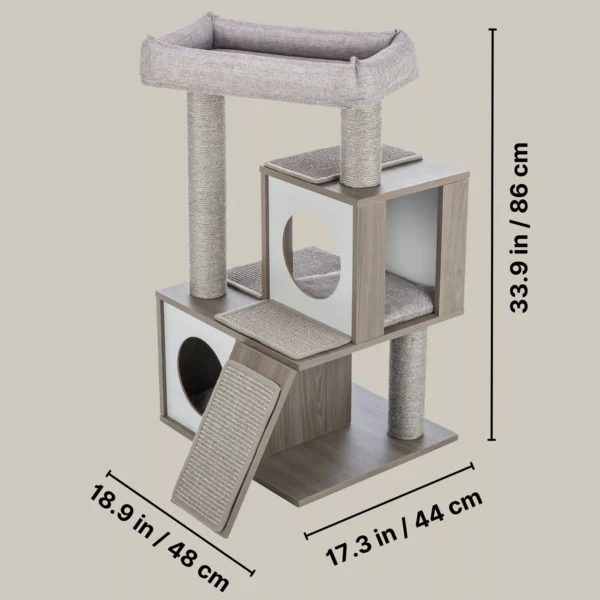 TRIXIE Mali Sisal & Wood 34" Cat Tree with Scratching Posts & Pads, Condos, Ramp, Bed, Gray - Image 4